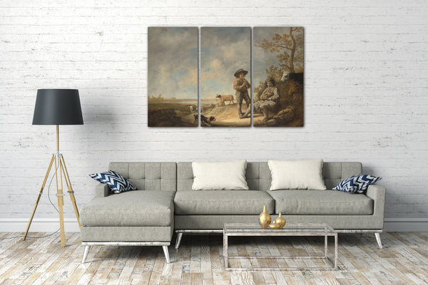 Top-Angebot Kunstdruck Aelbert Cuyp - Piping Shepherds Leinwand auf Keilrahmen gespannt