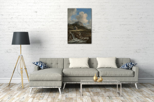 Top-Angebot Kunstdruck Jacob van Ruisdael - Gebirgsbach Leinwand auf Keilrahmen gespannt