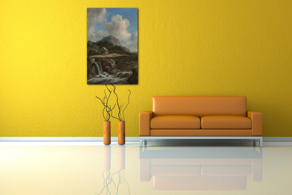 Top-Angebot Kunstdruck Jacob van Ruisdael - Gebirgsbach Leinwand auf Keilrahmen gespannt