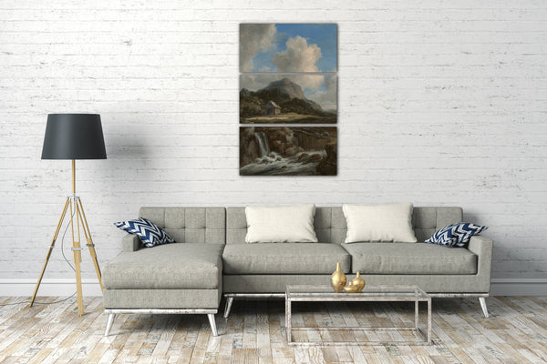 Top-Angebot Kunstdruck Jacob van Ruisdael - Gebirgsbach Leinwand auf Keilrahmen gespannt