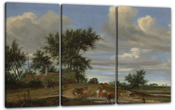 Leinwandbild Salomon van Ruysdael - Eine Landstraße