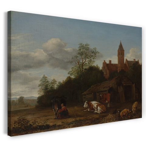Top-Angebot Kunstdruck Anthonie van Borssom - Barnyard-Szene Leinwand auf Keilrahmen gespannt