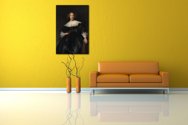 Top-Angebot Kunstdruck Rembrandt - Portrait einer jungen Frau mit einem Fächer Leinwand auf Keilrahmen gespannt