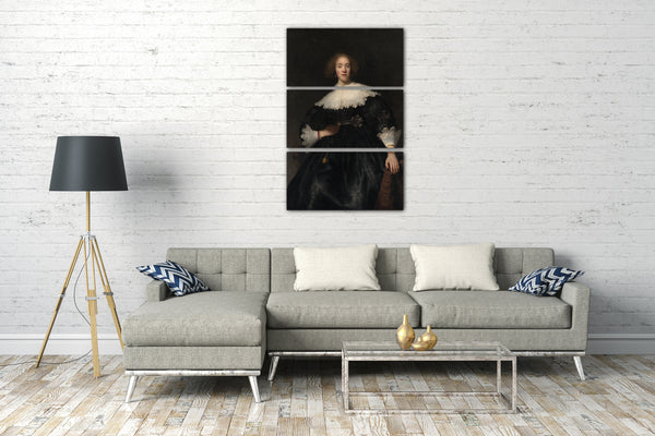 Top-Angebot Kunstdruck Rembrandt - Portrait einer jungen Frau mit einem Fächer Leinwand auf Keilrahmen gespannt