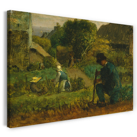 Top-Angebot Kunstdruck Jean-François Millet - Gartenszene Leinwand auf Keilrahmen gespannt