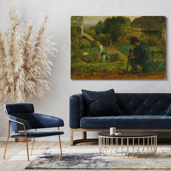 Top-Angebot Kunstdruck Jean-François Millet - Gartenszene Leinwand auf Keilrahmen gespannt