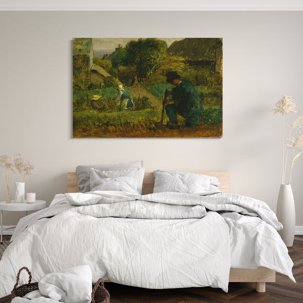 Top-Angebot Kunstdruck Jean-François Millet - Gartenszene Leinwand auf Keilrahmen gespannt
