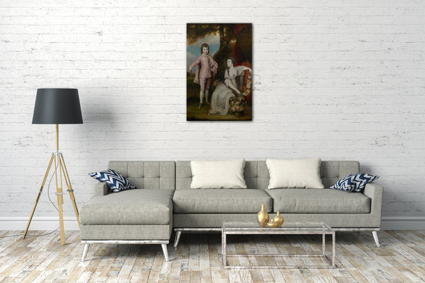 Top-Angebot Kunstdruck Sir Joshua Reynolds - George Capel, Viscount Malden (1757-1839) und Lady Elizabeth Capel (1755-1834) Leinwand auf Keilrahmen gespannt