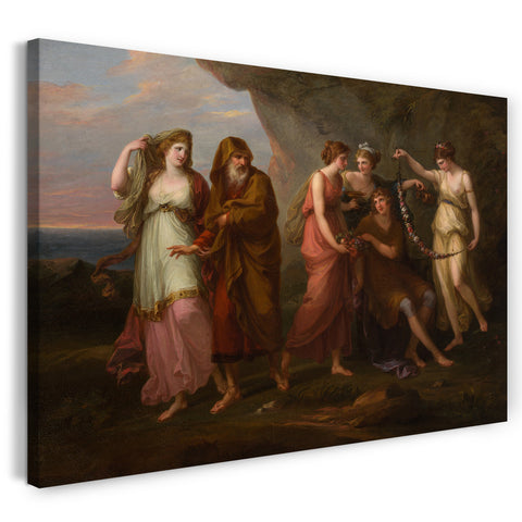 Top-Angebot Kunstdruck Angelika Kauffmann - Telemachus und die Nymphen von Calypso Leinwand auf Keilrahmen gespannt