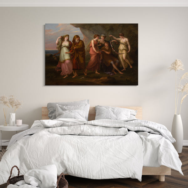 Top-Angebot Kunstdruck Angelika Kauffmann - Telemachus und die Nymphen von Calypso Leinwand auf Keilrahmen gespannt