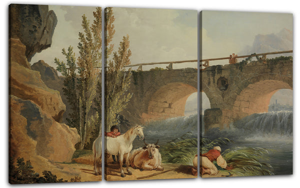 Leinwandbild Hubert Robert - Brücke über eine Kaskade