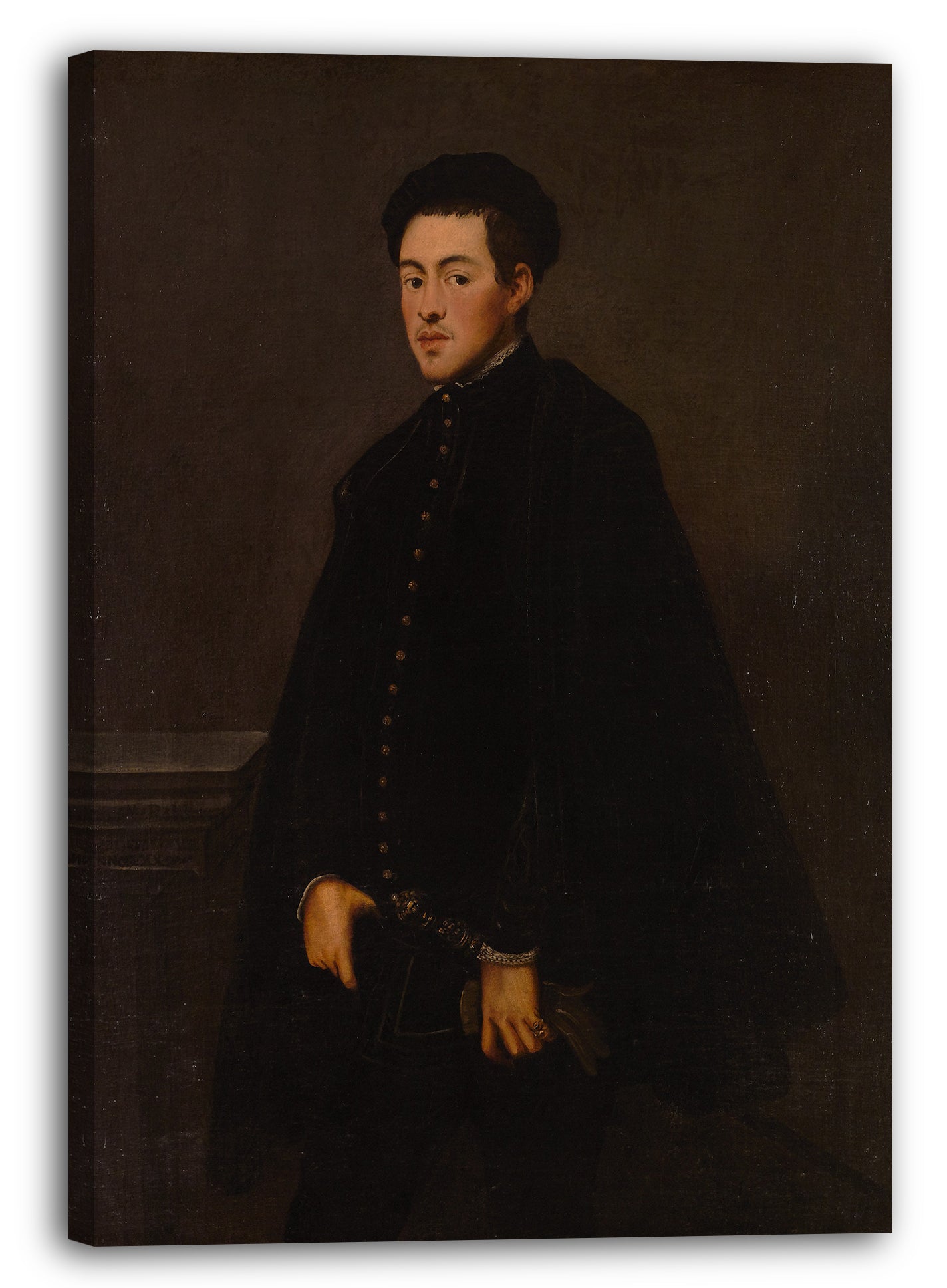Top-Angebot Kunstdruck Jacopo Tintoretto - Portrait eines jungen Mannes Leinwand auf Keilrahmen gespannt