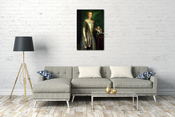 Top-Angebot Kunstdruck Bernardino Campi - Porträt einer Frau Leinwand auf Keilrahmen gespannt