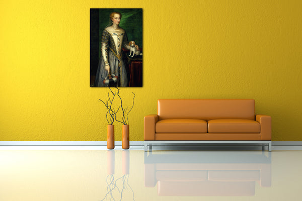 Top-Angebot Kunstdruck Bernardino Campi - Porträt einer Frau Leinwand auf Keilrahmen gespannt