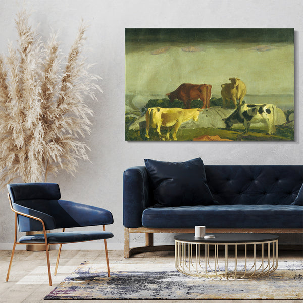 Top-Angebot Kunstdruck George Bellows - Fünf Kühe Leinwand auf Keilrahmen gespannt