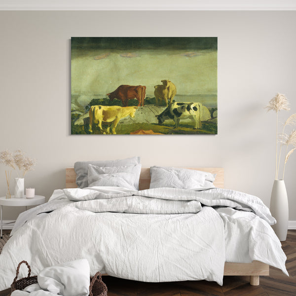 Top-Angebot Kunstdruck George Bellows - Fünf Kühe Leinwand auf Keilrahmen gespannt
