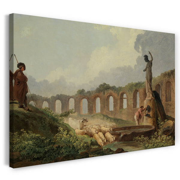 Top-Angebot Kunstdruck Hubert Robert - Aquädukt in Ruinen Leinwand auf Keilrahmen gespannt