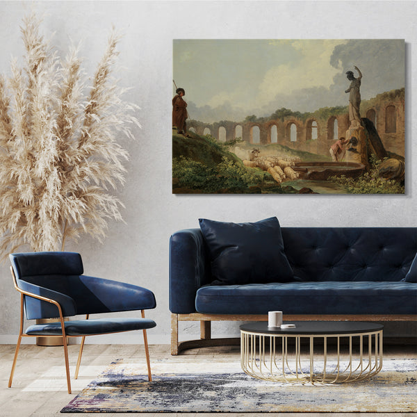 Top-Angebot Kunstdruck Hubert Robert - Aquädukt in Ruinen Leinwand auf Keilrahmen gespannt