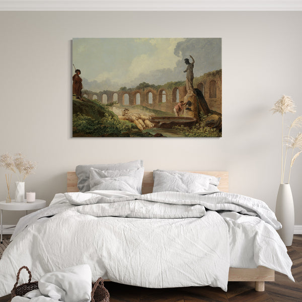 Top-Angebot Kunstdruck Hubert Robert - Aquädukt in Ruinen Leinwand auf Keilrahmen gespannt