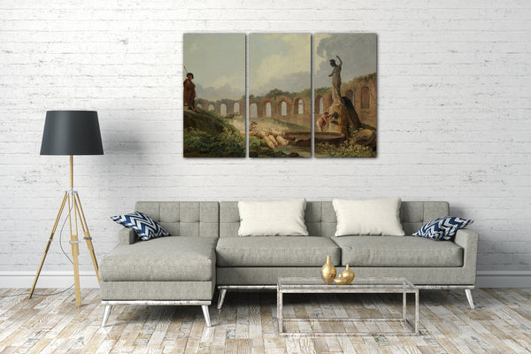 Top-Angebot Kunstdruck Hubert Robert - Aquädukt in Ruinen Leinwand auf Keilrahmen gespannt