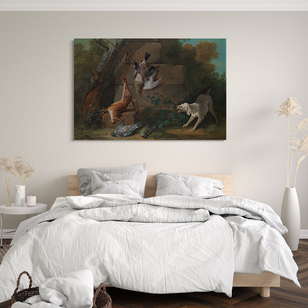 Top-Angebot Kunstdruck Jean-Baptiste Oudry - Hund, der tote Vögel bewacht Leinwand auf Keilrahmen gespannt