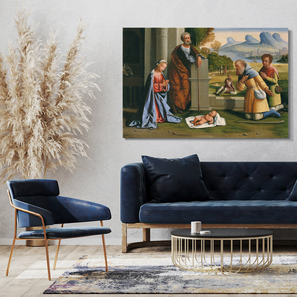 Top-Angebot Kunstdruck L'Ortolano - Die Anbetung der Hirten Leinwand auf Keilrahmen gespannt
