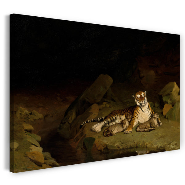 Top-Angebot Kunstdruck Jean-Léon Gérôme - Tiger und Junglöwen Leinwand auf Keilrahmen gespannt