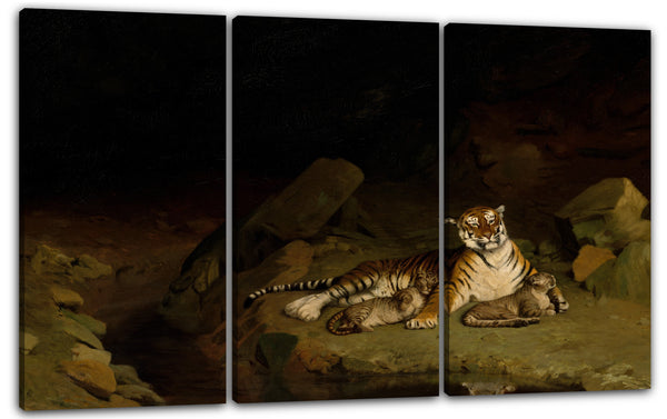 Leinwandbild Jean-Léon Gérôme - Tiger und Junglöwen