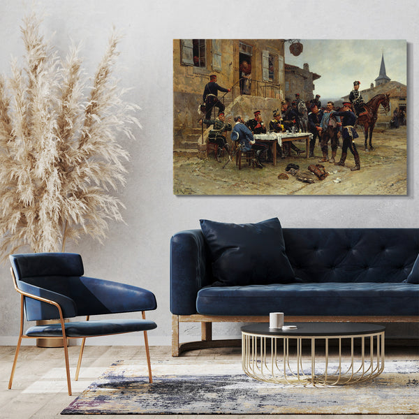 Top-Angebot Kunstdruck Alphonse-Marie-Adolphe de Neuville - Der Versandträger Leinwand auf Keilrahmen gespannt