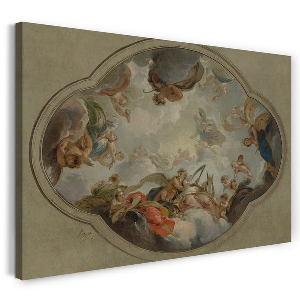 Top-Angebot Kunstdruck Jacob de Wit - Allegorie der Künste Leinwand auf Keilrahmen gespannt