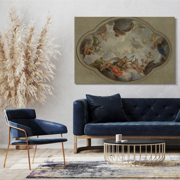 Top-Angebot Kunstdruck Jacob de Wit - Allegorie der Künste Leinwand auf Keilrahmen gespannt