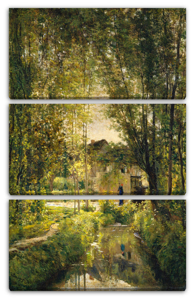 Leinwandbild Charles-François Daubigny - Landschaft mit einem sonnenbeschienenen Strom