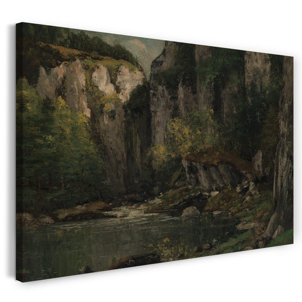 Top-Angebot Kunstdruck Gustave Courbet - Fluss und Felsen Leinwand auf Keilrahmen gespannt