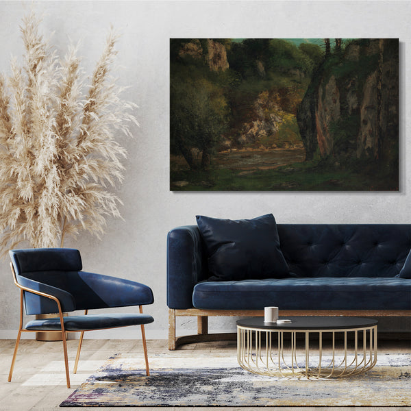 Top-Angebot Kunstdruck Gustave Courbet - Der versteckte Bach Leinwand auf Keilrahmen gespannt