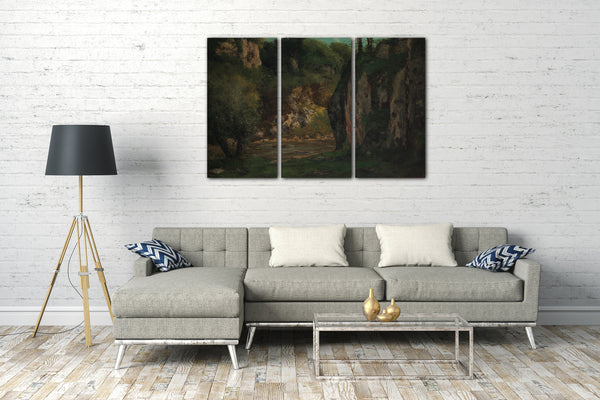 Top-Angebot Kunstdruck Gustave Courbet - Der versteckte Bach Leinwand auf Keilrahmen gespannt