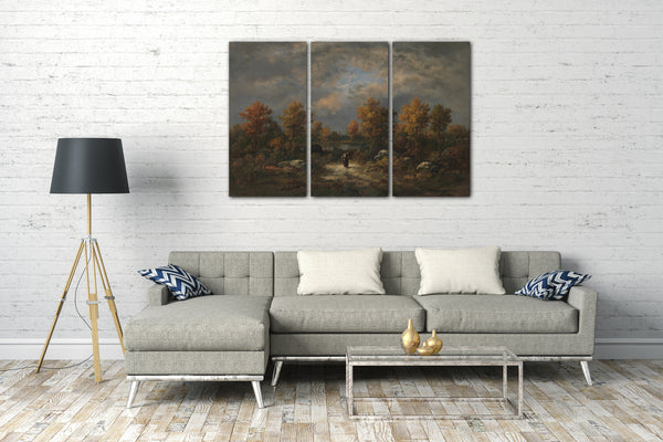 Top-Angebot Kunstdruck Narcisse-Virgile Díaz de la Peña - Herbst: Der Waldteich Leinwand auf Keilrahmen gespannt
