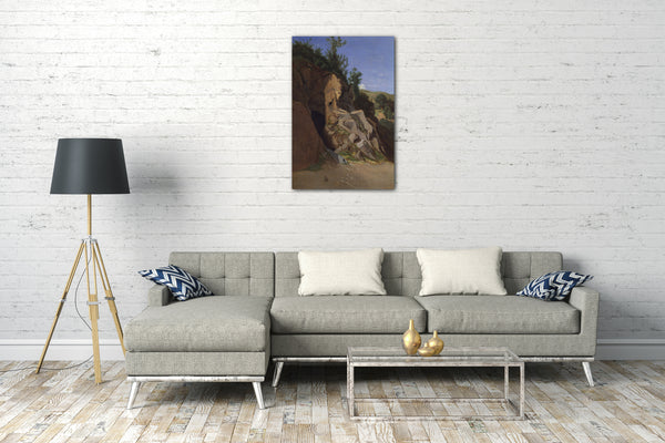 Top-Angebot Kunstdruck Théodore Caruelle d'Aligny - Landschaft mit einer Höhle Leinwand auf Keilrahmen gespannt