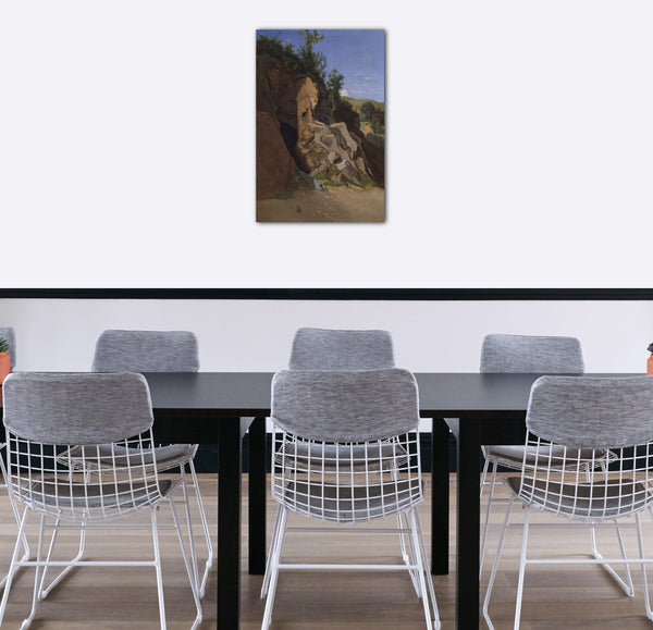 Top-Angebot Kunstdruck Théodore Caruelle d'Aligny - Landschaft mit einer Höhle Leinwand auf Keilrahmen gespannt