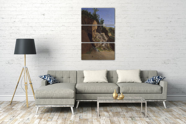Top-Angebot Kunstdruck Théodore Caruelle d'Aligny - Landschaft mit einer Höhle Leinwand auf Keilrahmen gespannt