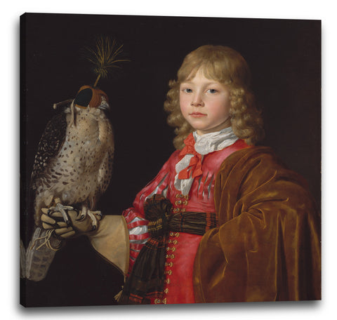 Leinwandbild Wallerant Vaillant - Portrait eines Jungen mit einem Falken