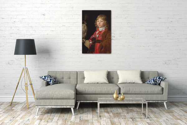 Leinwandbild Wallerant Vaillant - Portrait eines Jungen mit einem Falken