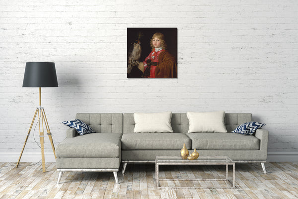 Leinwandbild Wallerant Vaillant - Portrait eines Jungen mit einem Falken