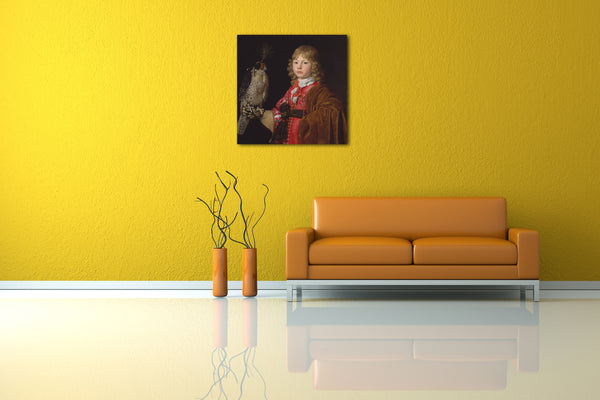 Leinwandbild Wallerant Vaillant - Portrait eines Jungen mit einem Falken