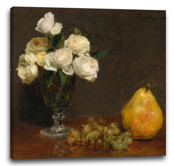 Leinwandbild Henri Fantin-Latour - Stillleben mit Rosen und Früchten