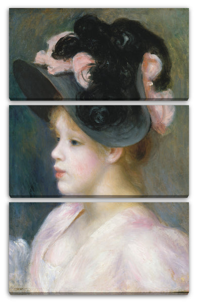 Leinwandbild Auguste Renoir - Junges Mädchen in einem rosa-schwarzen Hut