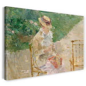 Top-Angebot Kunstdruck Berthe Morisot - Strickende junge Frau Leinwand auf Keilrahmen gespannt