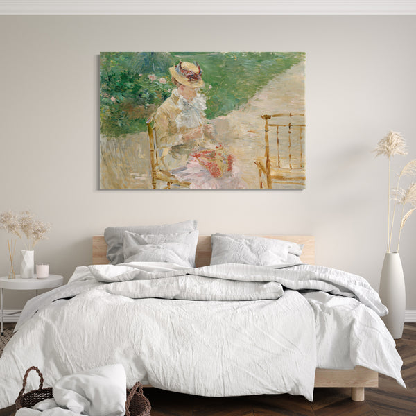 Top-Angebot Kunstdruck Berthe Morisot - Strickende junge Frau Leinwand auf Keilrahmen gespannt