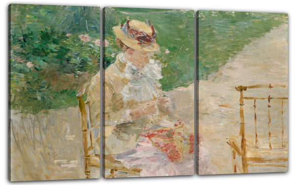 Leinwandbild Berthe Morisot - Strickende junge Frau