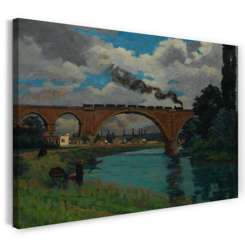 Top-Angebot Kunstdruck Armand Guillaumin - Eisenbahnbrücke über die Marne bei Joinville Leinwand auf Keilrahmen gespannt