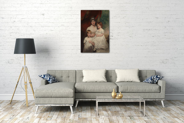 Top-Angebot Kunstdruck John Hoppner - Mrs. John Garden (Ann Garden, 1769-1842) und ihre Kinder, John (1796-1854) und Ann Margaret (1793) Leinwand auf Keilrahmen gespannt